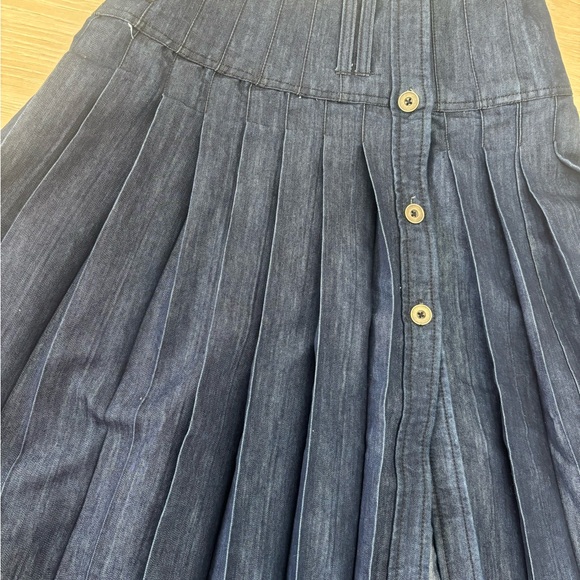 Anthropologie Pilcro low-slung pleated denim midi skirt *no belt* - Picture 5 of 7